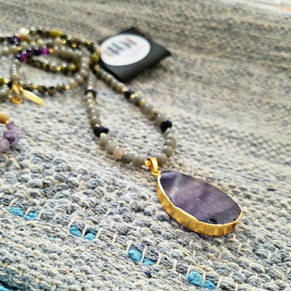 💖HP✨Hand Beaded Agate & Gold Necklace & Bracelets - Picture 4 of 6